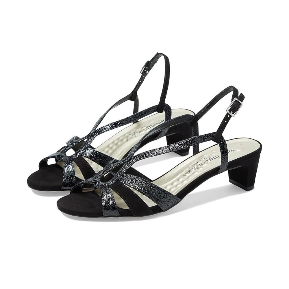 Walking Cradles Leandra Sandals Womens US 6.5 Black Slingback Block Heel ZPO1757